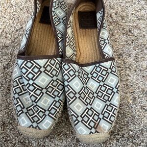 Tory Burch Blue and Brown Espadrilles